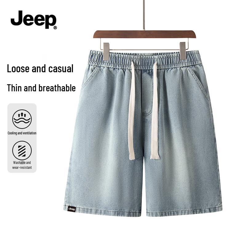 JEEP Men s Washed Relaxed-Fit Denim Shorts 2XL