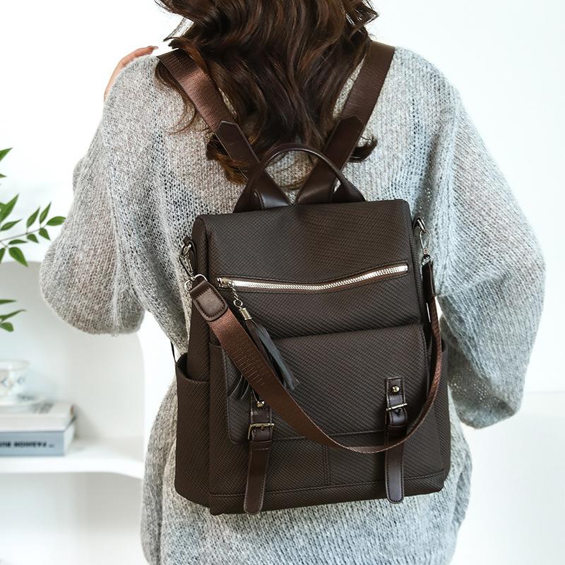 Vintage Large Capacity Backpack Women's Travel Shoulder Bag Handbag Three-purpose Bag