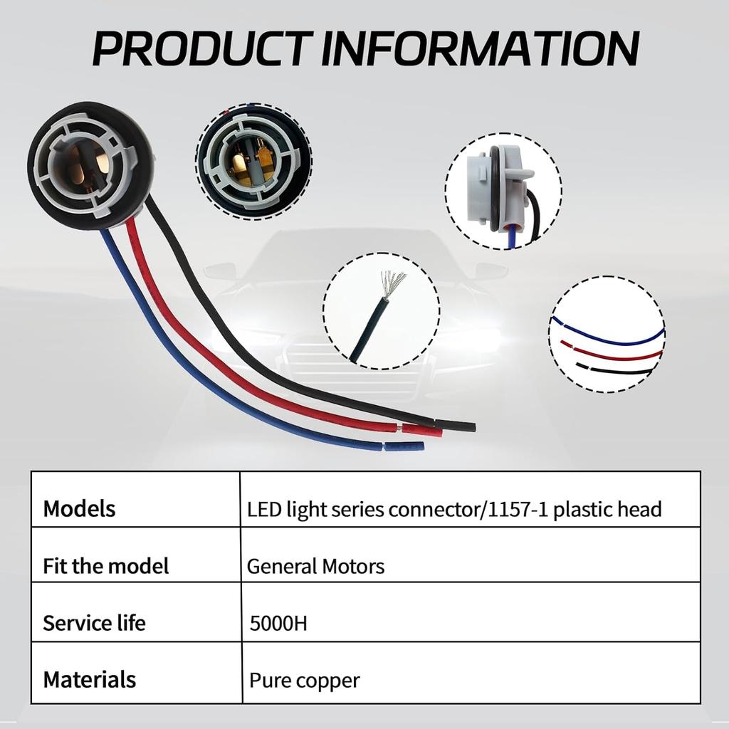 2PCS 1157 LED Bulb Socket Plug, 2057 2357 7528 Waterproof Turn Signal Light Socket Base Holder Wiring Harness, Automotive Tail Light Brake Light Base