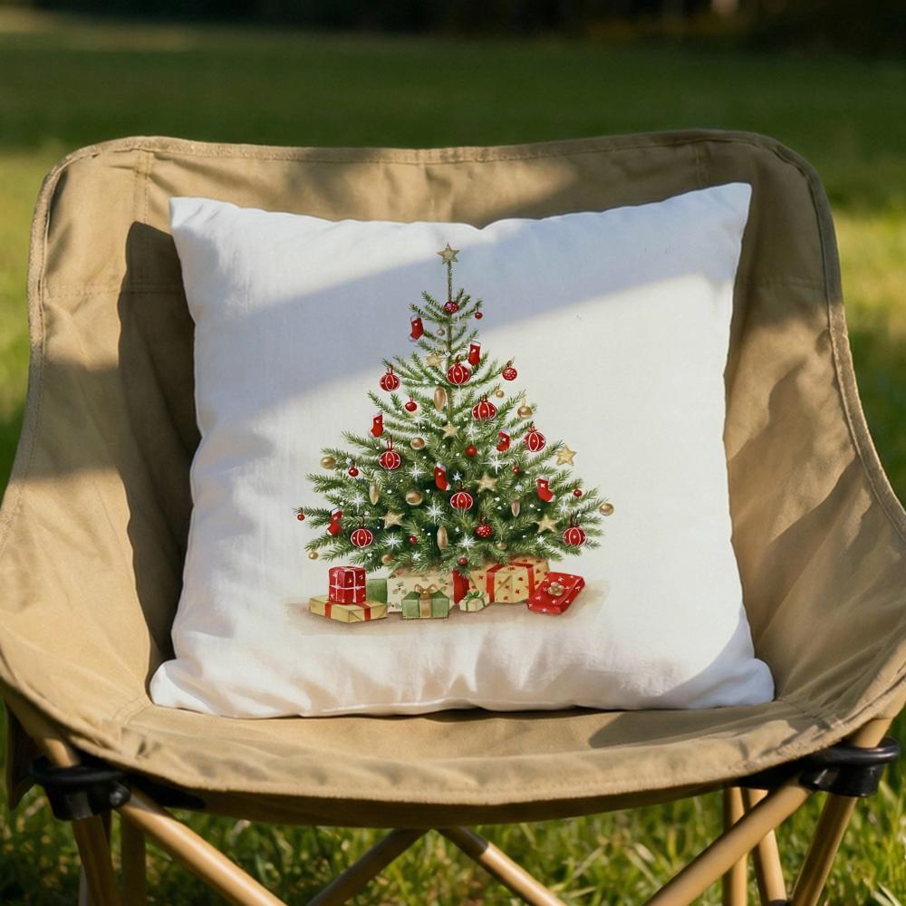 Christmas Santa and Deer Cushion Cover Soft Reversible Durable Pillow Cover MultiScene Use for Home Car Daily Comfort