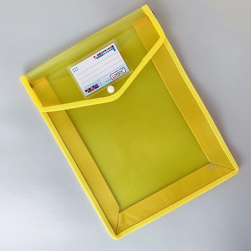 A4 Waterproof Large Capacity Semi-Transparent Snap Button File Bag for Office Document Storage