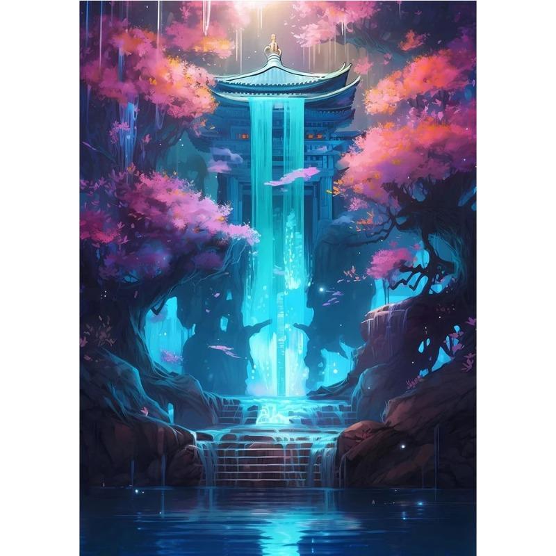 Japonská příroda Neonové umění Plakáty a tisky Plátno Japonská krajina Nástěnná dekorativní malba pro obývací pokoj Domácí dekorace Obrázky