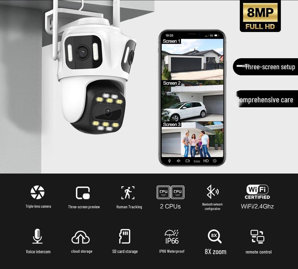 Ultra Clear Night Vision WiFi Panoramic Camera for Home & Outdoor Monitoring