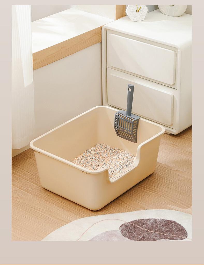 Extra Large Splash-Proof Open Cat Litter Box for Indoor Kittens