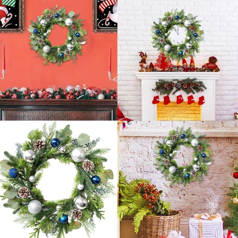 Festival Holiday Wreath Ornament Christmas Wreath Artificial Pine Garlands Festival Wall Hanging for Holiday