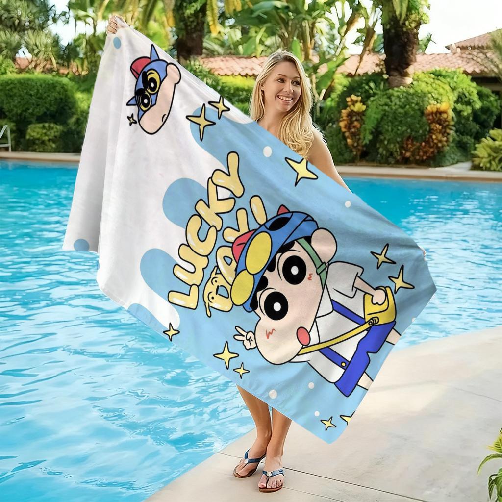 Shin-chan Japanese Animation Beach Towel Quick-drying Suitable for Beach Gym Yoga Pool Summer Funny Gift for Friends And Family