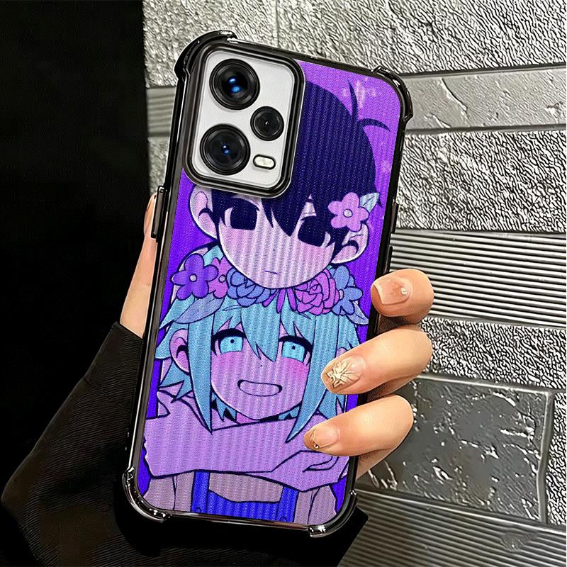O-Omori Cartoon Game Plating Phone Case For Xiaomi Redmi Note 14 15 Pro Plus 13 12 11 11S 11T 10 9S 9 5G Anti-Fall Airabag Cover