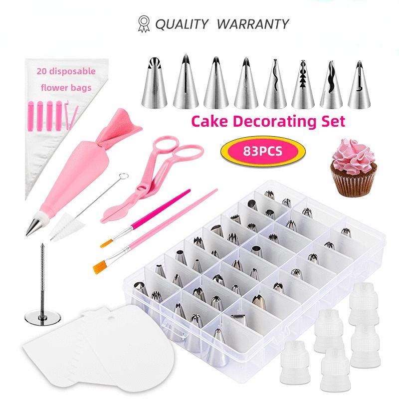 83Pcs Cake Decoration Set Flower Mounting Tool Baking Set Flower Mounting Piping Nozzles Cake Making Tool Bakewares