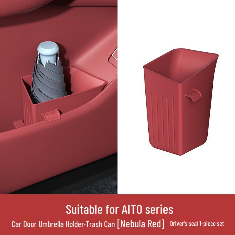 Compatible with AITO New M7/M8/M9: Silicone Car Trash Can & Door Umbrella Holder.