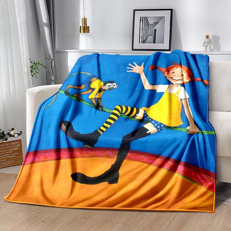 1pc Blanket Pippi Longstocking Print Design, Lightweight Blanket for Sofa, Bed- Soft &Warm, Gift for All Seasons like Christmas, Halloween
