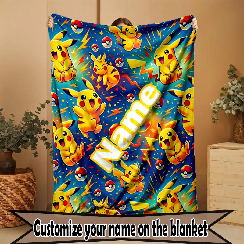 Coperta Personalizzata con Nome e Stampa Anime, Decorazione per la Casa, Camera da Letto, Divano, Campeggio, Divano, Regali per Compleanno Natale