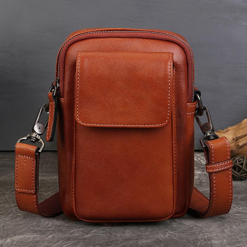 

Single Shoulder Bag, Vertical Style, Casual Cowhide Crossbody Bag, Small Handbag, Trendy Mobile Phone Bag коричневый