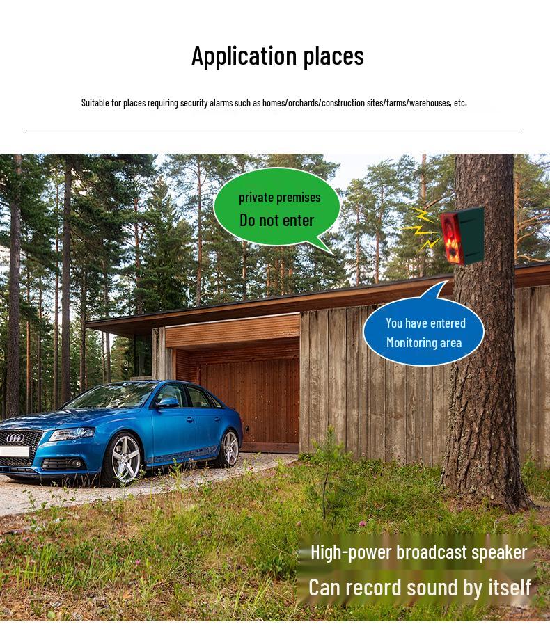 Solar-Powered Animal Repeller: High-Volume Sound and Light Alarm To Deter Wildlife from Cornfields