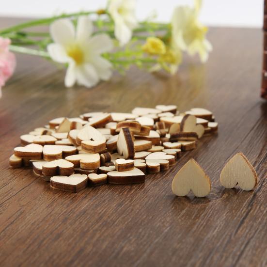 100 Pcs Wood Love Heart Shape Buttons Table Scatter Craft DIY Wedding Decor