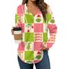 Women's Fashion Hoodies V Neck Long Sleeve Christmas Printed Drawstring Casual Loose Pullover Tops