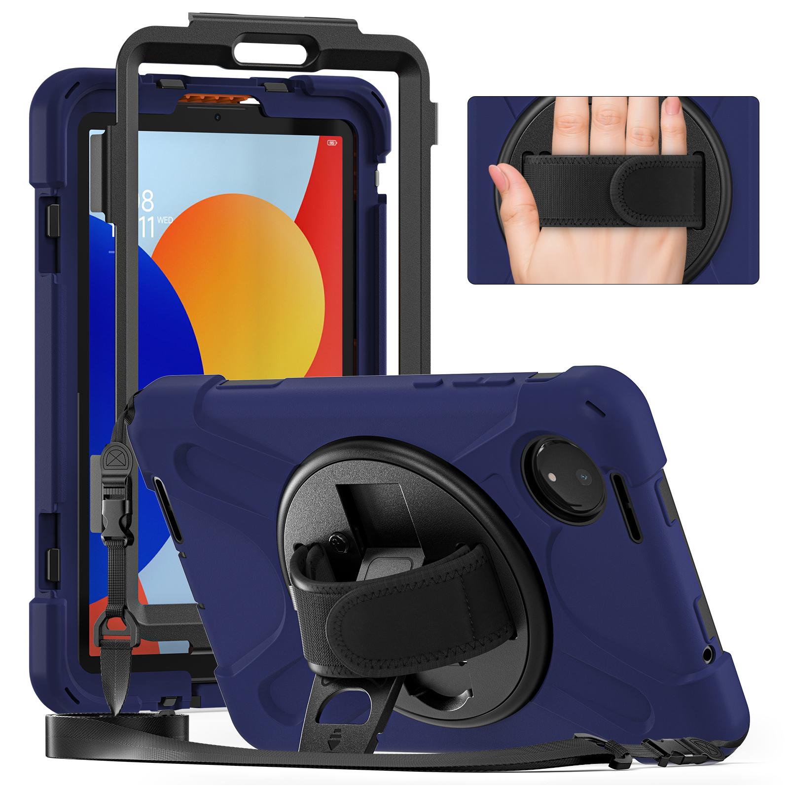 

For Xiaomi Redmi Pad SE 4G 8.7 inch Kickstand Case TPU PC Silicone Tablet Cover with Shoulder Strap A
