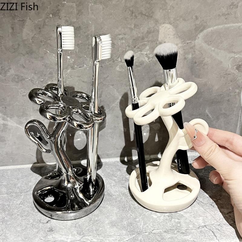 Blumenförmiges Aufbewahrungsregal Kreatives Keramik-Aufbewahrungsregal Badezimmer Kosmetik Schmuck Zahnbürsten-Aufbewahrungsregal Dekoration Organizer