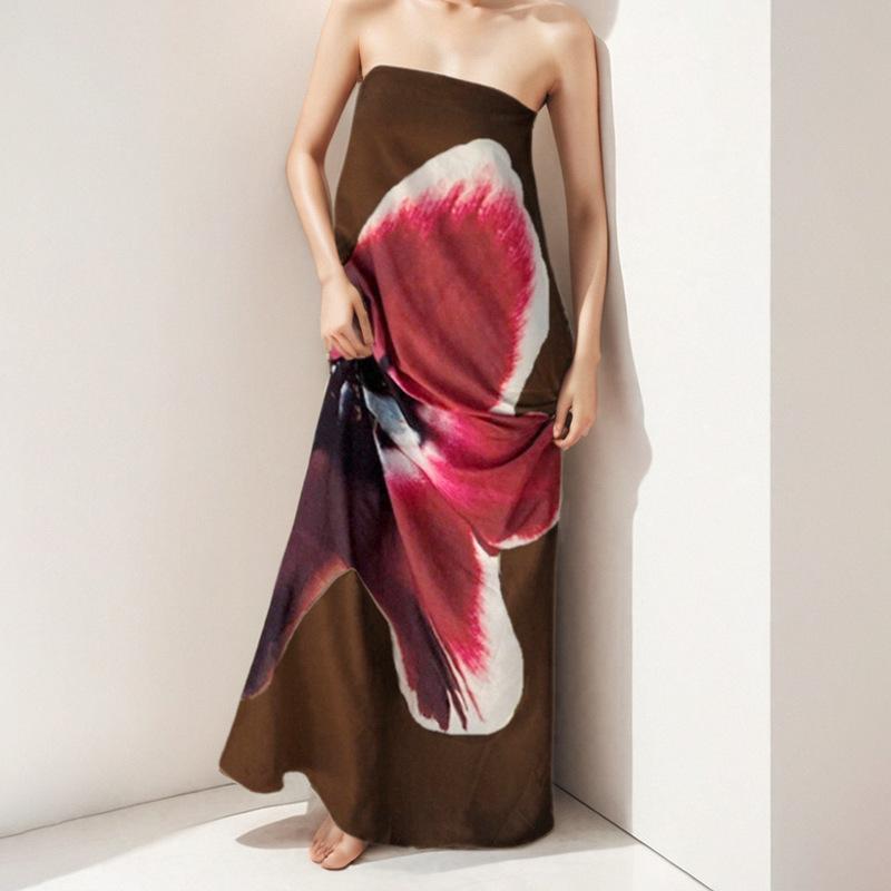 

Весна Новая Женская Мода Принт Сексуальное Платье Без Бретелей Длинная Юбка с Завышенной Талией 3XL