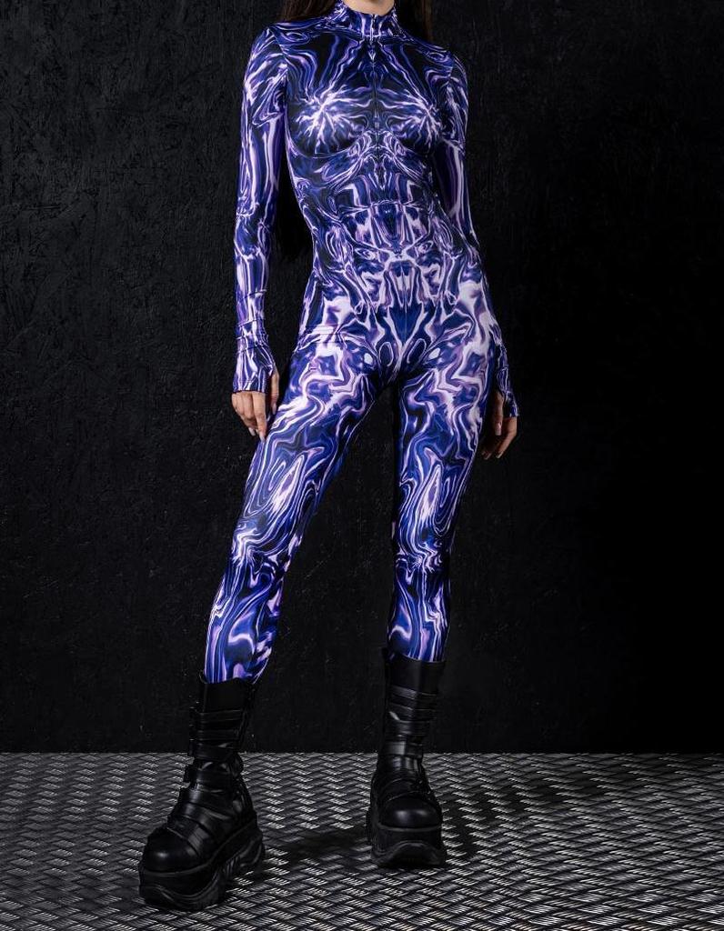 3D Digital Printing Stage Performance Costumes Adults Halloween Events Carnival Theme Party Cosplay Outfit Pretend Game Jumpsuit