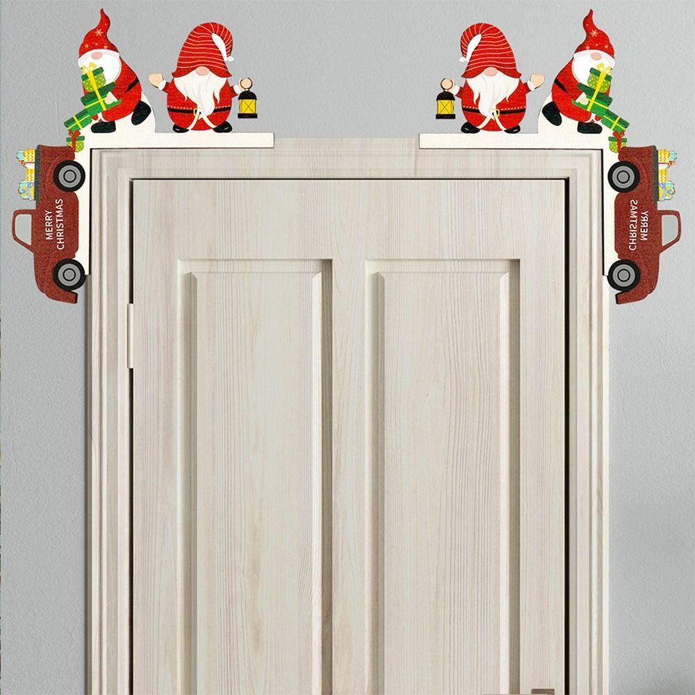 Santa Claus Door Frame Decoration Wooden Door Pendant Creative Christmas Decoration
