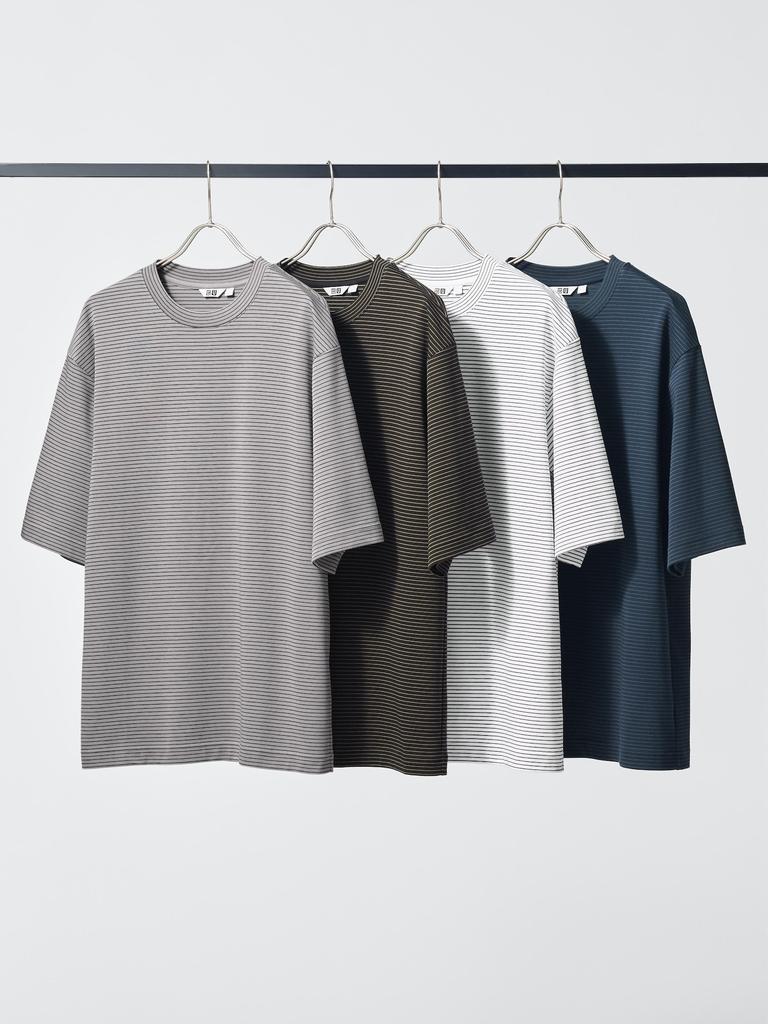 AIRism Bomull Oversized Randig T-shirt