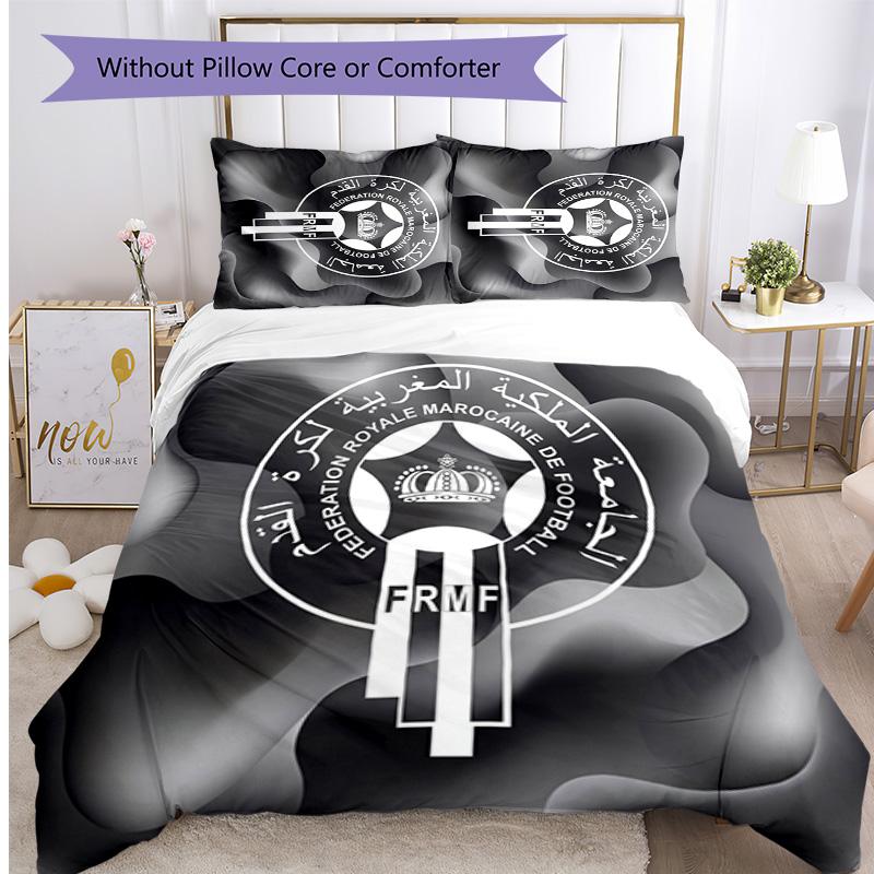 Set Biancheria da Letto Stampata Calcio Marocco 3 Pezzi Set Copriletto Accogliente Traspirante come Regalo per Inaugurazione Casa Vacanze