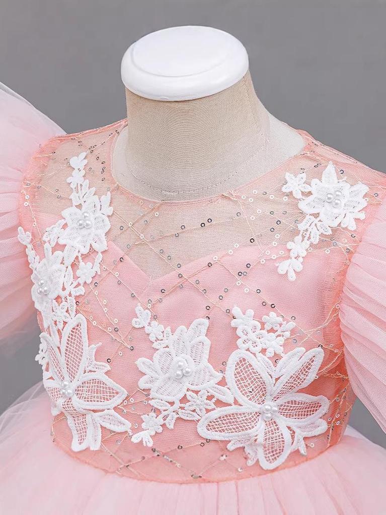 Girls' Mesh Princess Dress - Puffy Gown for Weddings, Holidays, Parties, Performances & Children's Day Gift.