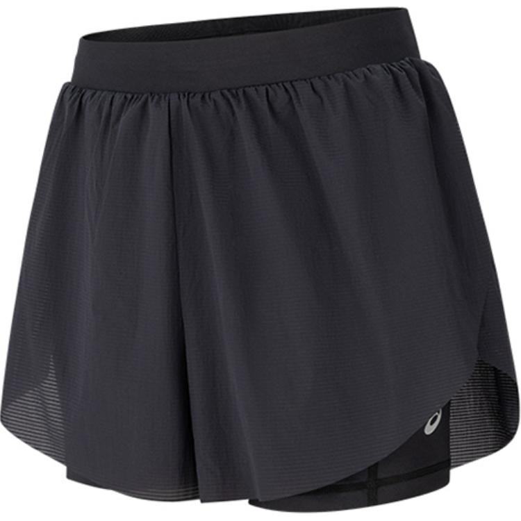 Asics Womens Reflective Night Vision Breathable Comfortable Woven Two-In-One Sports Shorts Women Shorts Black 2012D249-001