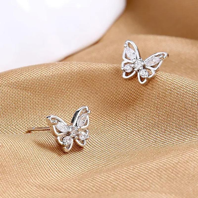 Exquisite Butterfly Stud Earrings, Spring Rain Elf Internet Celebrity Light Luxury Earrings, Super Flash Gentle Women'S Earrings