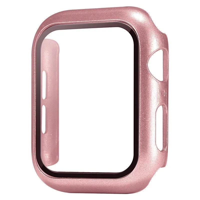 Tempered Glass+Cover For Apple Watch Case Series 9 8 7 6 5 se Screen Protector Film For IWatch 45mm 44mm 40mm 41mm Accessories