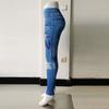 Yoga Pants Women Printed Denim Skinny Hip Lifting Bottom Pants Quick Dry High Waist Stretch Running Sports Fitness Pants