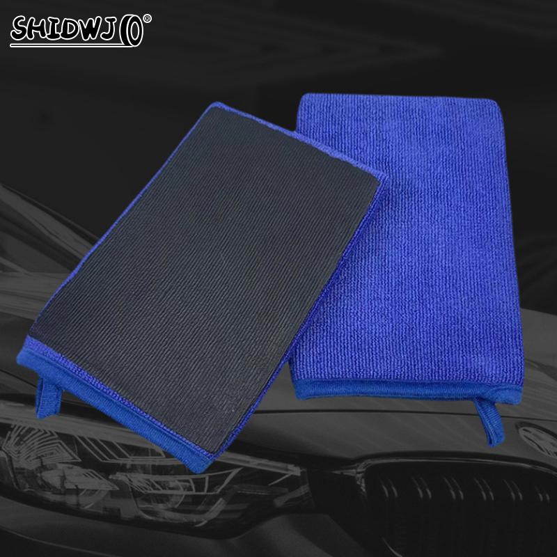 Fine Grade Clay Mitt Car Wash Clay Gloves One Side Clay Bar One Side Microfiber Car Detailing Tool Before Polishing
