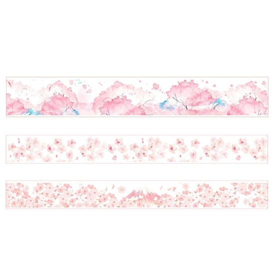 3 Rolls Washi Masking Tape, Japanese-Style Print, DIY Crafts Falling Cherry Blossoms