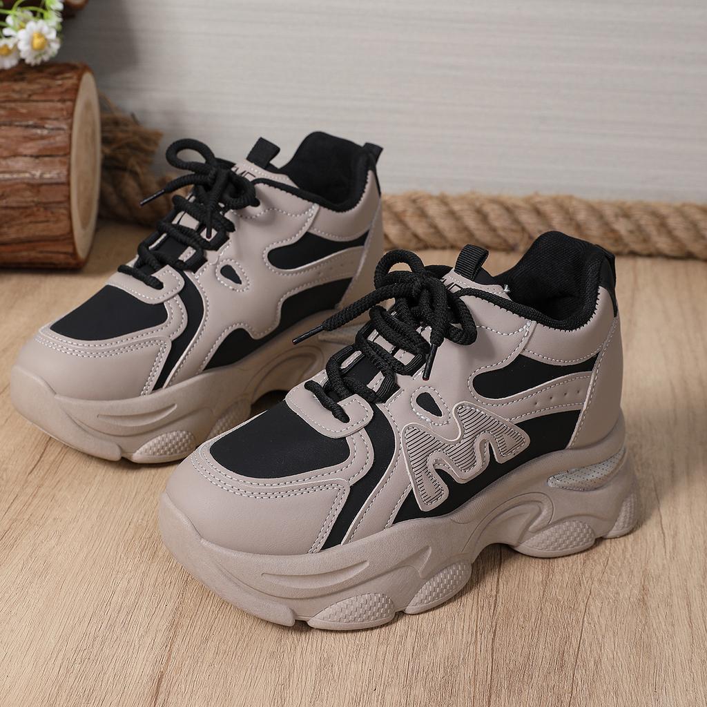 2025 New Dad Shoes Women's Small Inner Spring Showing Feet Small Thick-soled Sports Shoes Increase the Height and Feel of Stepping On Shit