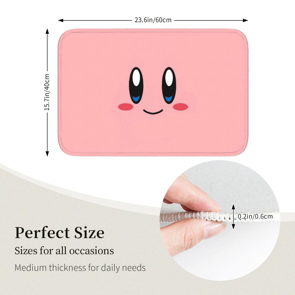 Kirbys Cartoon Game Floor Door Kitchen Bathroom Mat Anti-Slip Indoor  Doormat Garden Living Room Entrance Rug Carpet Footpad