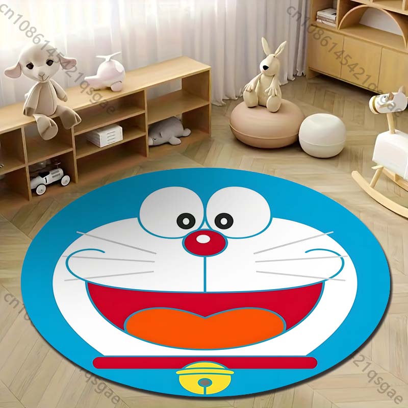 Multiple Sizes Doraemon Cartoon Print Round Carpet for Living Room Bedroom Table and Chair Sofa Home Decor Area Rug Play Mat