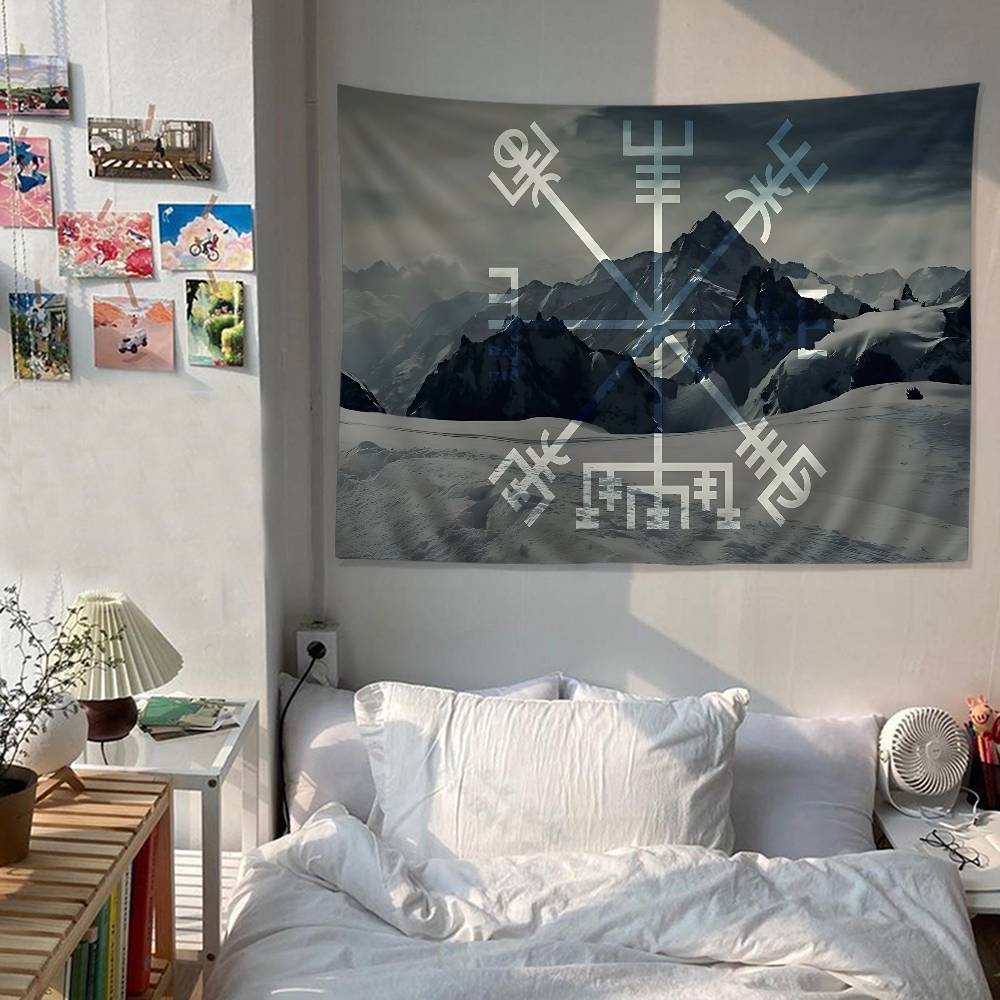 VViking Logo VVegvisir Luxury Hippie Wall Hanging Tapestries for Living Room Home Dorm Decor Art Home Decor