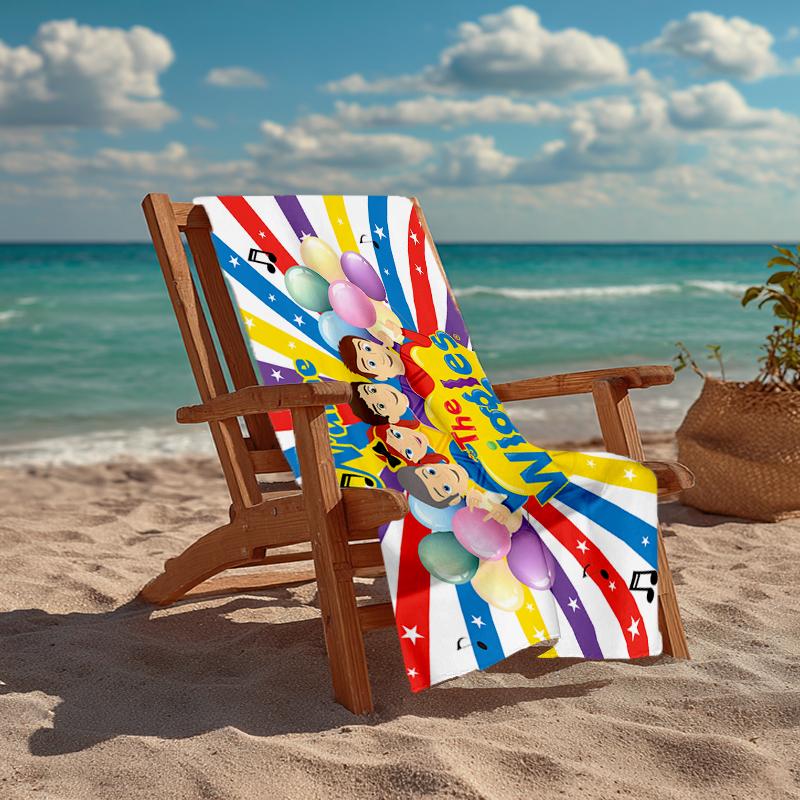 Custom Name Ultra-Soft Beach Towel with The Wiggles Theme,Ideal for Pool - Camping, Diving - Perfect Travel Essential, Vibrant Beach Towel.