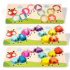 Wooden Montessori Educational Toys for Children Color Numbers Shape Learning Game Wooden Caterpillar Block Threading Board Game