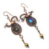 Labradorite 999 Copper Wire Wrapped Earrings, Handmade Gemstone Jewelry Earrings For Memorial Day