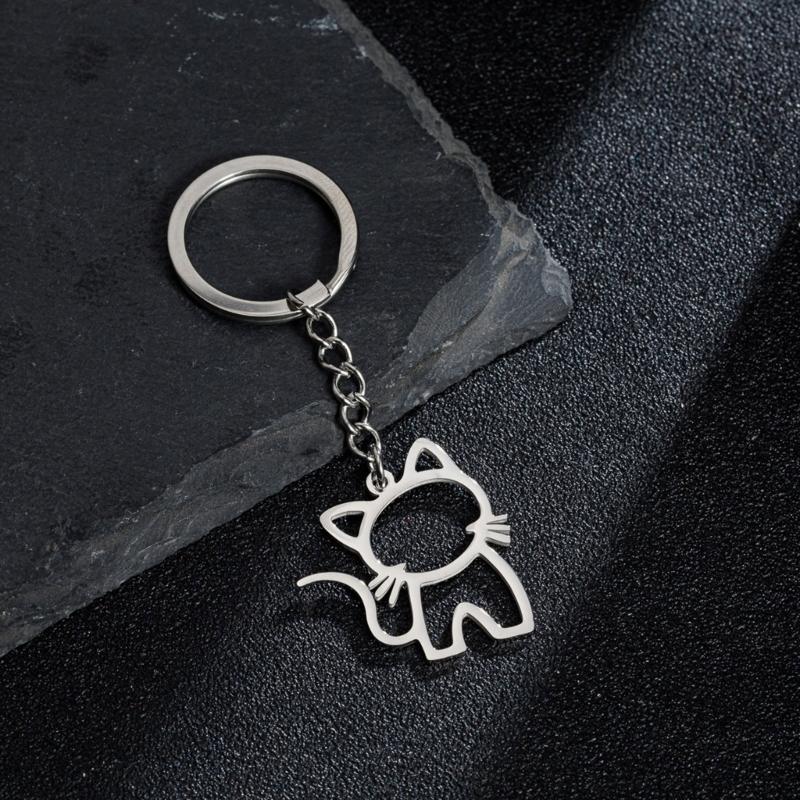 Unique Animal Pendant Keychain Stainless Steel Jewelry Gift Ornament For Women Best Friend Souvenir Birthday