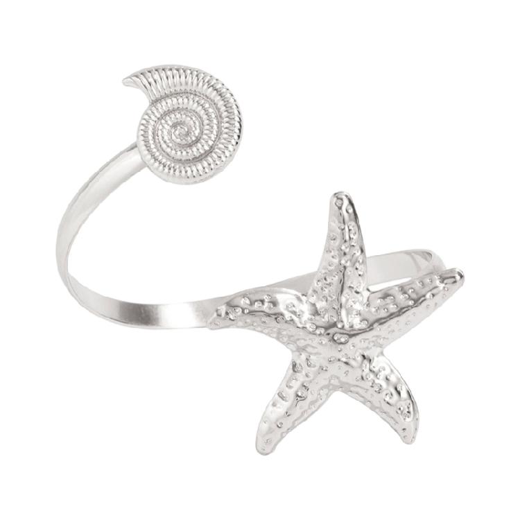 Adjustable Opening Women’s Arm Cuff Bracelet Punk Starfish Charm Geometric Iron Jewelry Gold Tone