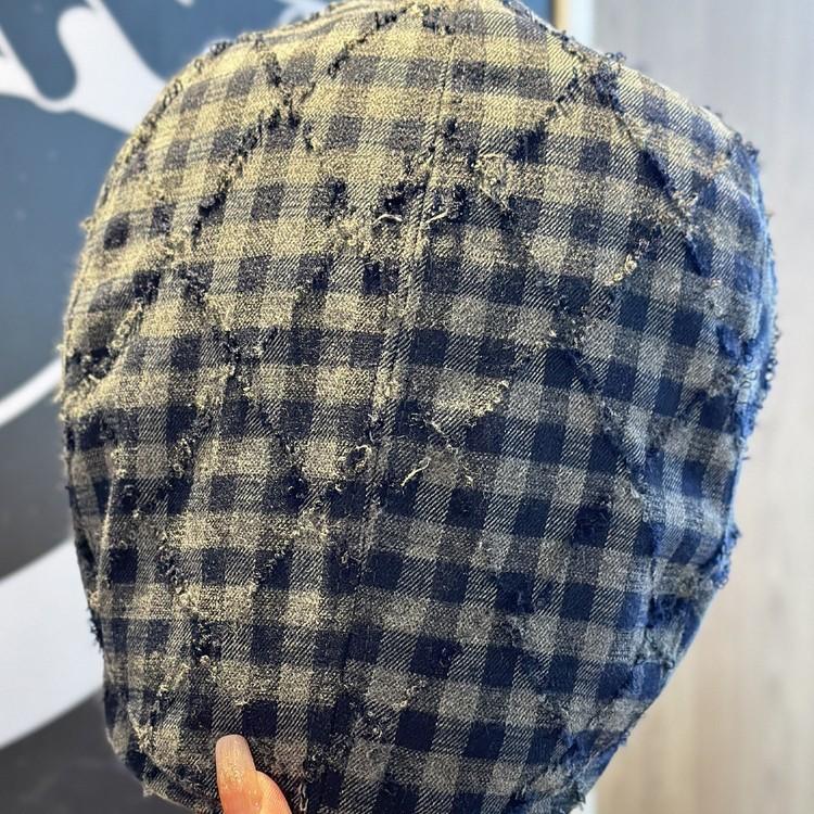 New Style Frayed Plaid Autumn and Winter Progressive Hat for Women Atmospheric Fashionable Literary Beret  Small Face