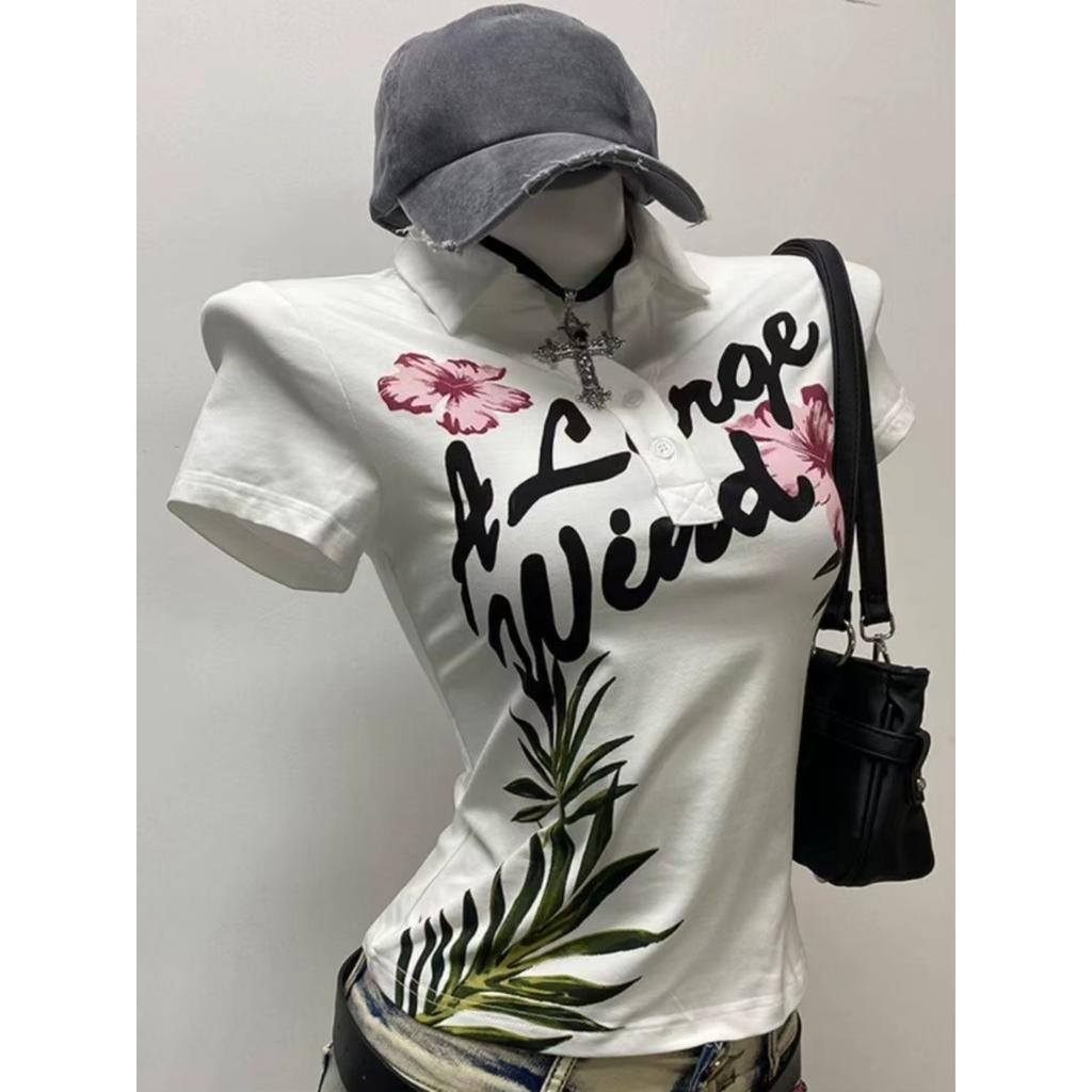 Camisetas de verano de dos piezas con cuello halter y vendaje estilo vintage, camisetas Y2k estéticas ajustadas, camisetas sexis informales con estampado grunge para mujer
