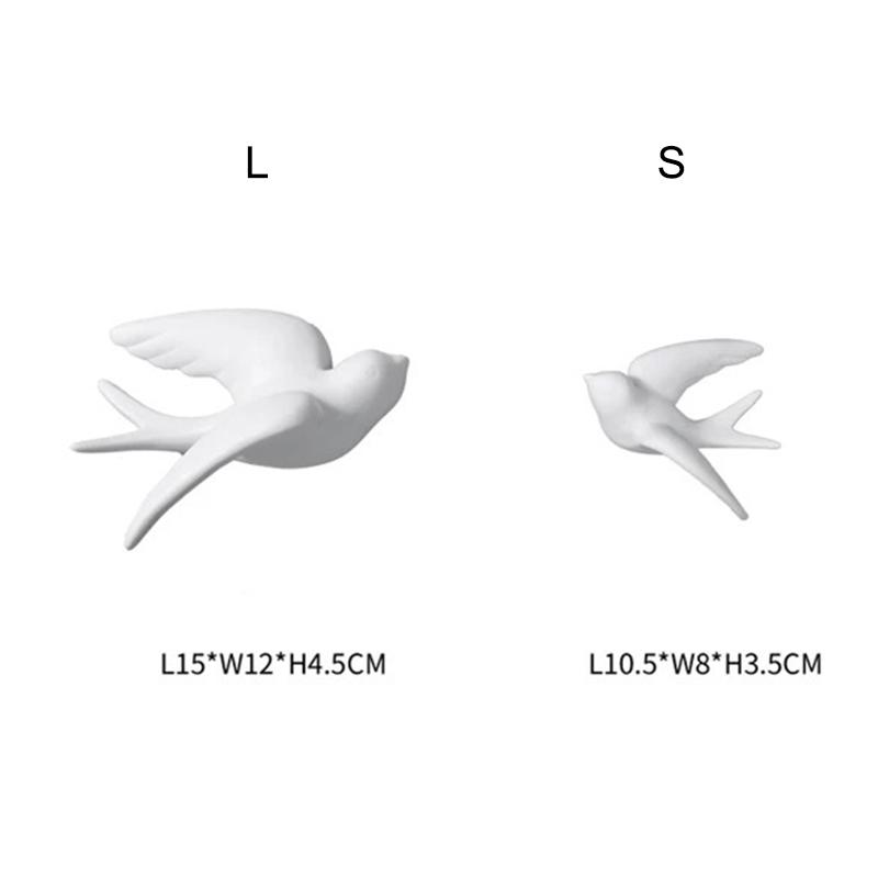 Ceramic Swallows Sparrow 3D Simple Ceramic Birds Murals Wall Hanging Decorations Crafts Home Ornaments Home Wall Sculptures RE
