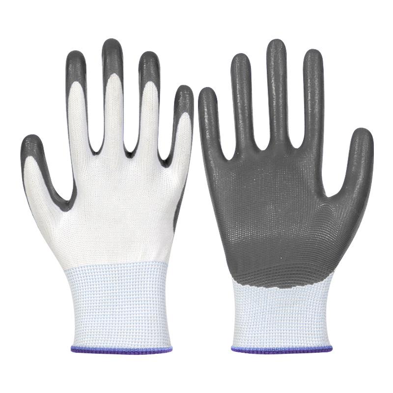 Nitrile-Coated Anti-Slip Nylon Gloves, Thickened, Breathable, and Wear-Resistant for Safety