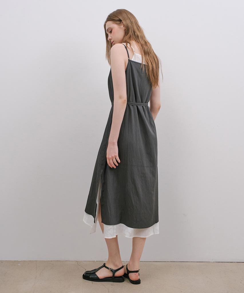 Mind Bridge Woman [W] Layered Sleeveless Dark Gray Long Dress