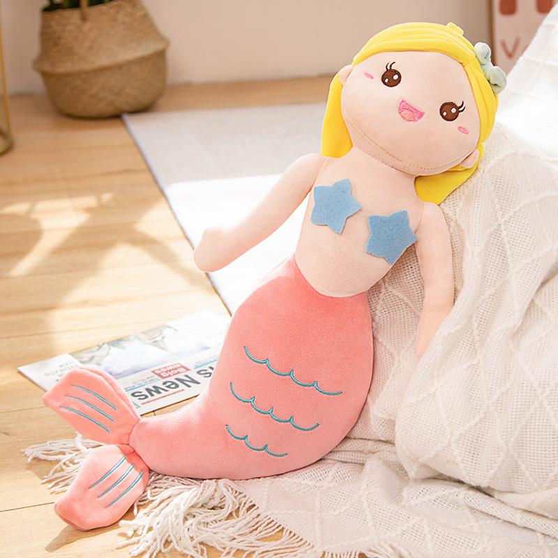 Cartoon Mermaid Doll Throw Pillow Cute Bed Plush Toy Princess Children's Day Girl Rag Doll Toy Gift Waist Child Gift