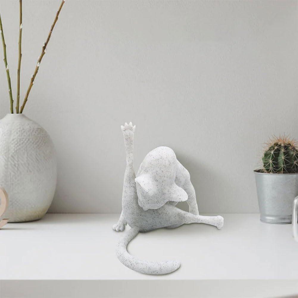 Adorable Funny Cat Figurine Unique Cat Sculpture Made From Durable Resin Material