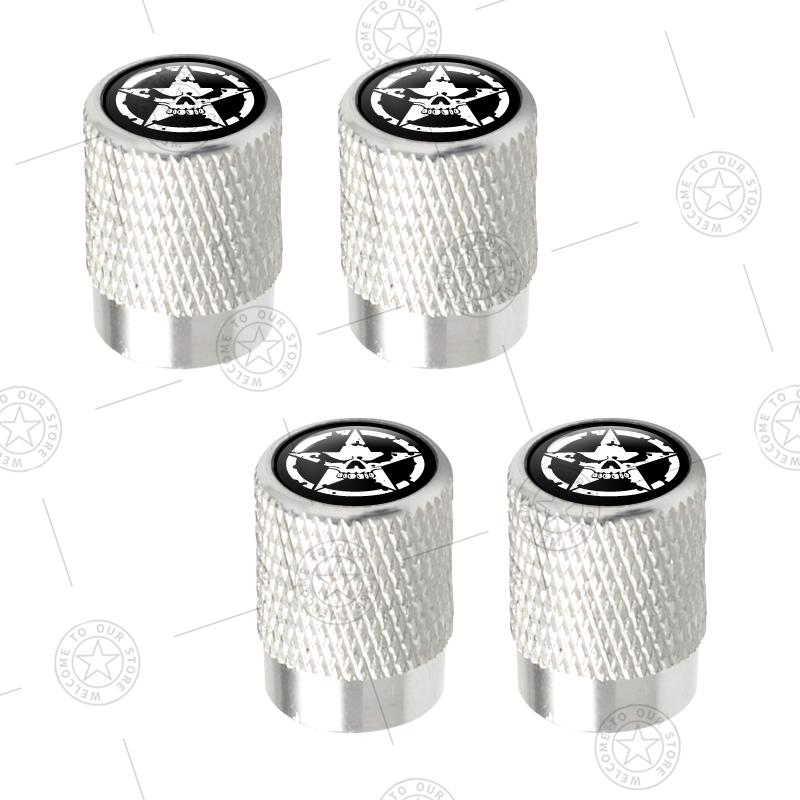 4pcs Five-Pointed Star Logo Car Wheel Tire Valve Caps Air Stem Aluminum Accessories For Jeep Wrangler Sahara Cherokee Ford F150 AMR1